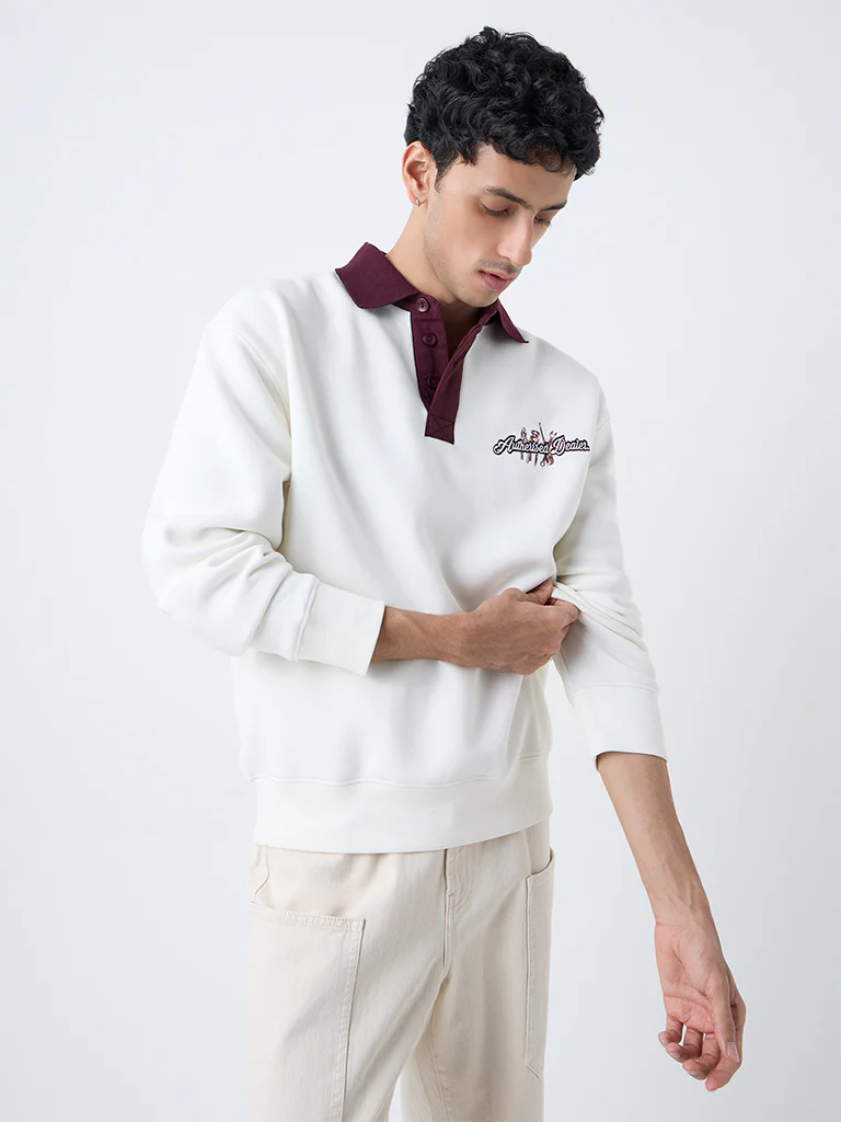 Nuon Off-White Relaxed-Fit Cotton-Blend Sweatshirt