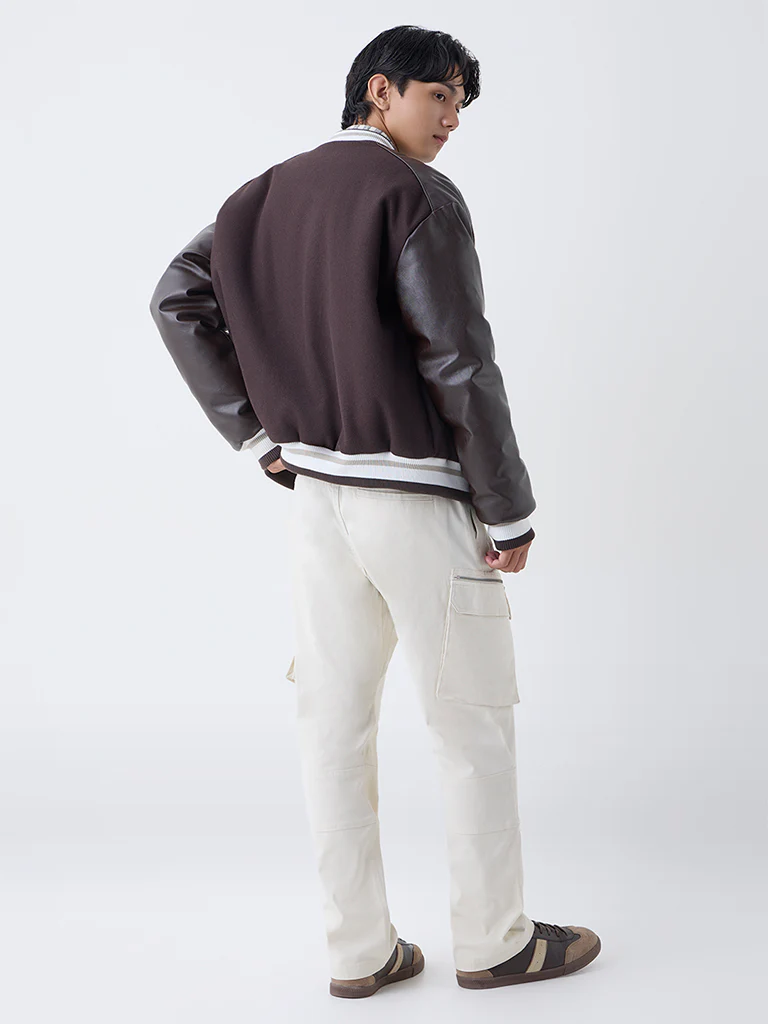 Nuon Off-White Relaxed-Fit Mid-Rise Cotton-Blend Cargo Pants - Image 5