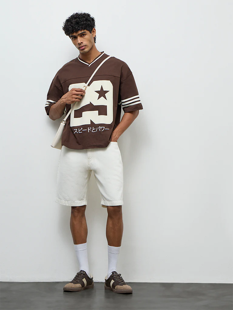 Nuon Off-White Relaxed-Fit Mid-Rise Denim Shorts