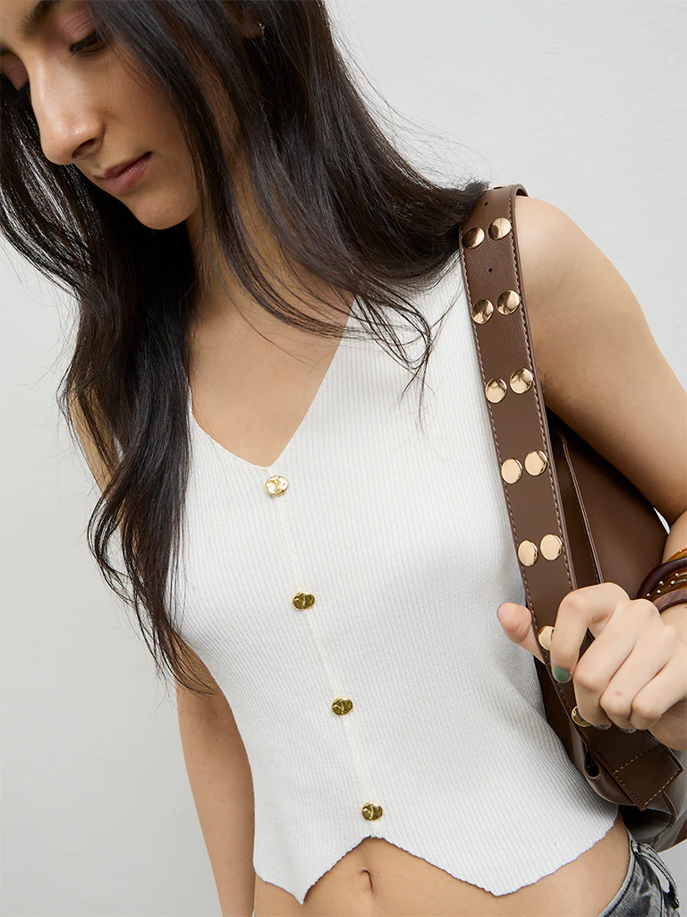 Nuon Off-White Ribbed Top - Image 3