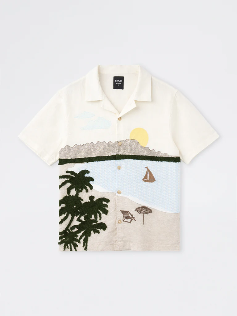 Nuon Off-White Scenic Embroidered Relaxed-Fit Shirt - Image 5