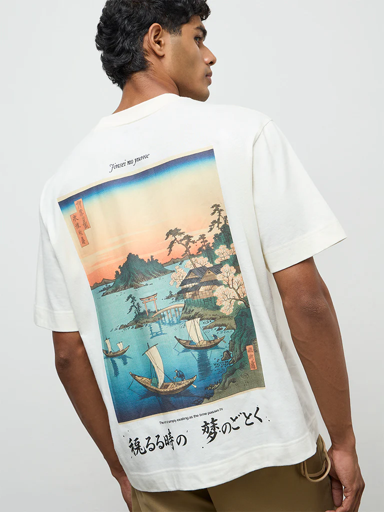 Nuon Off-White Scenic-Printed Relaxed-Fit Cotton T-Shirt - Image 4