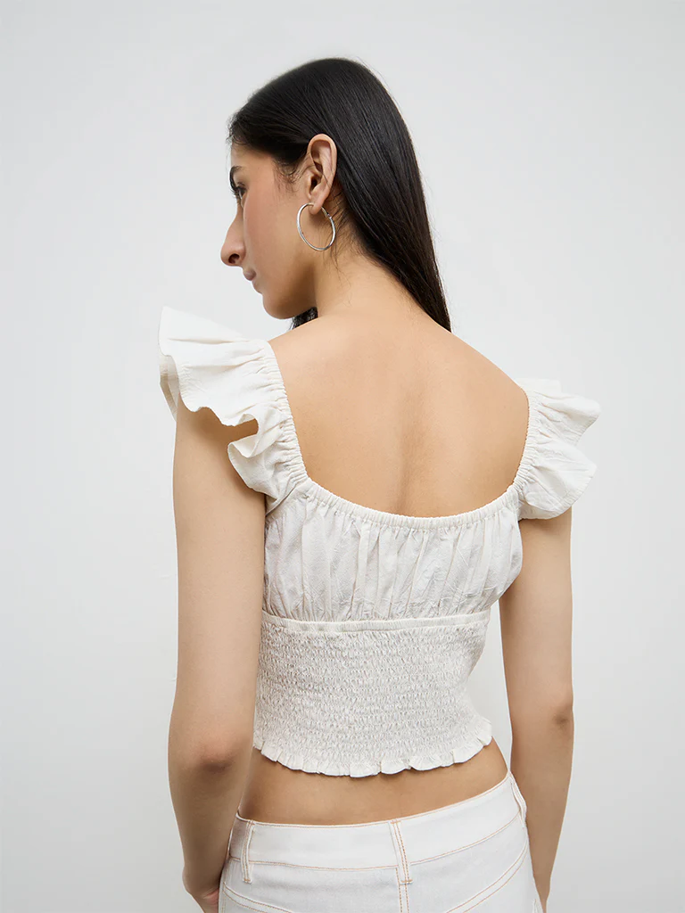 Nuon Off-White Smocked Top - Image 4