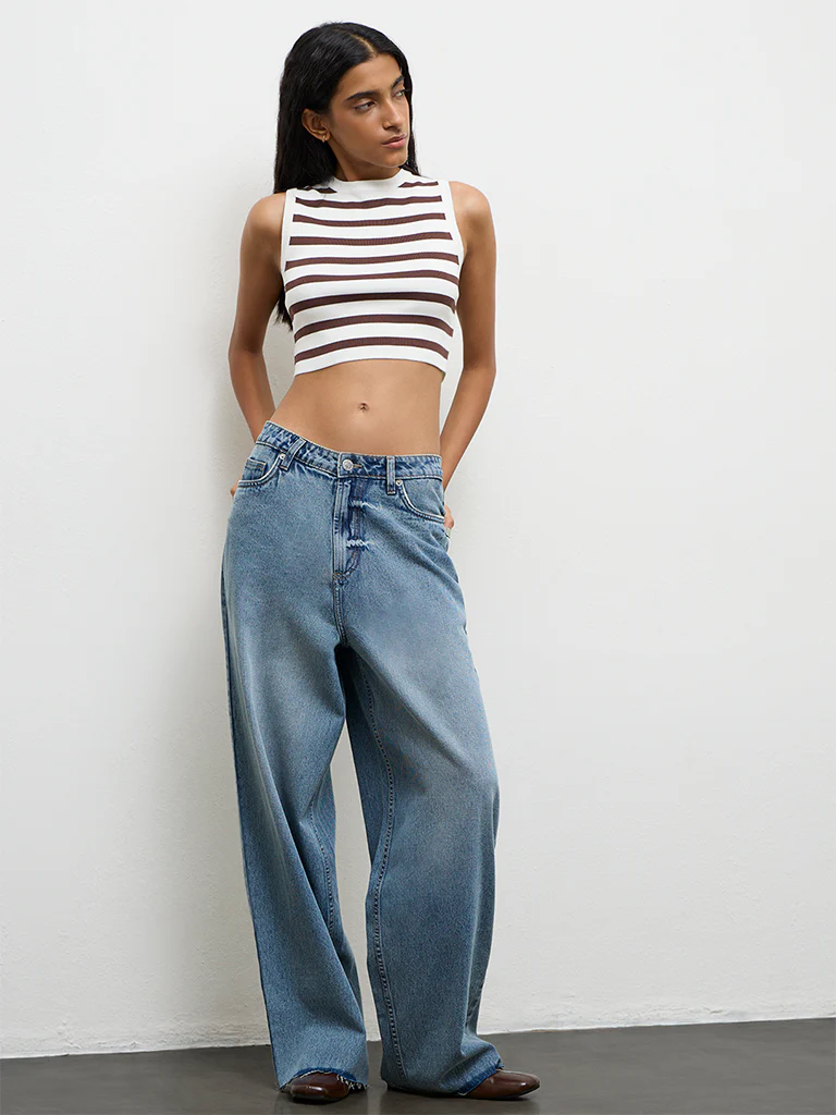 Nuon Off-White Striped Top - Image 2