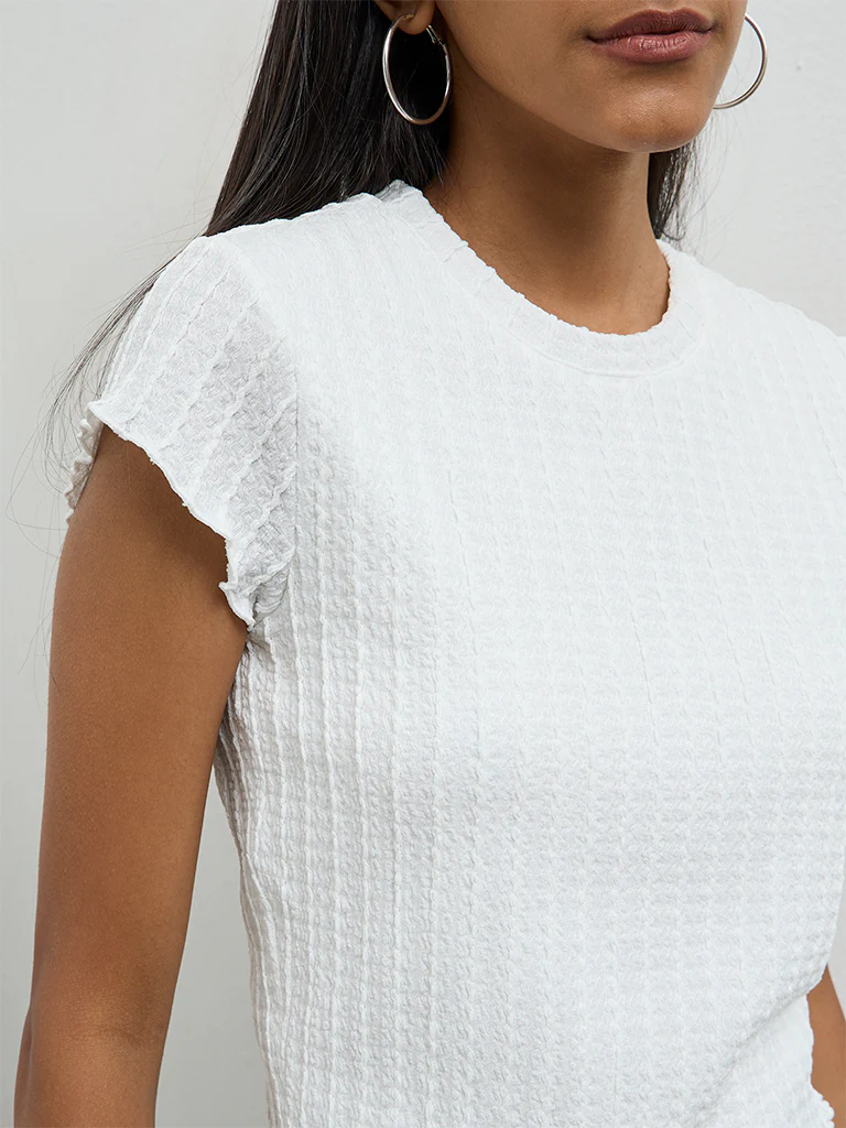 Nuon Off-White Textured Top - Image 3