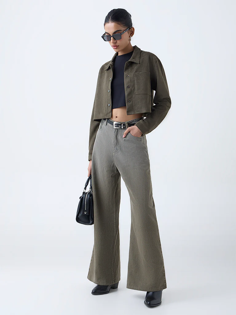 Nuon Olive Faux-Suede Jacket - Image 2