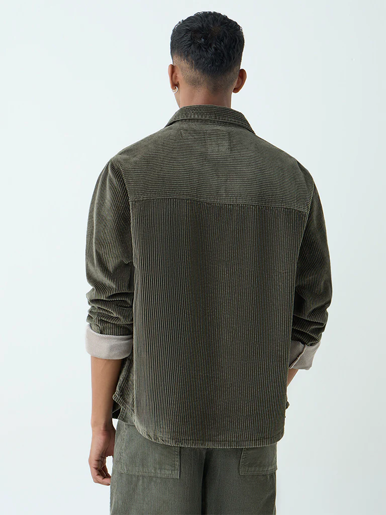 Nuon Olive Relaxed-Fit Corduroy Shirt - Image 5