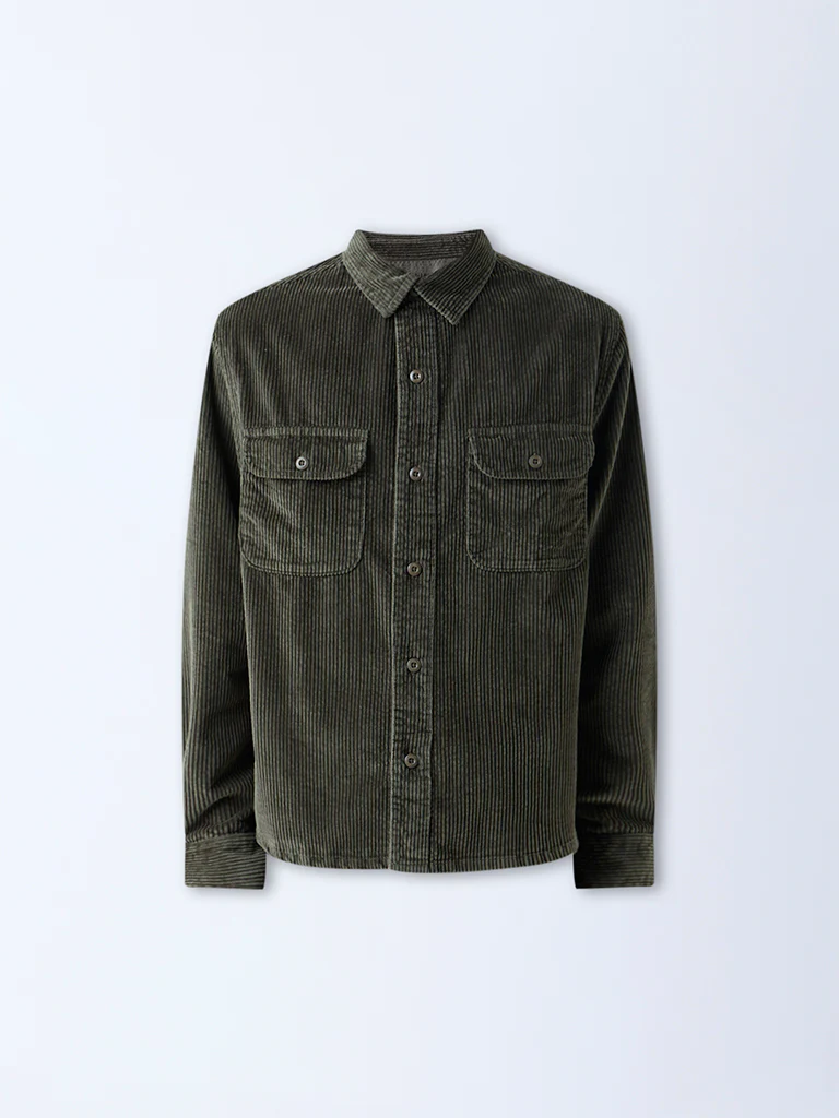 Nuon Olive Relaxed-Fit Corduroy Shirt - Image 6