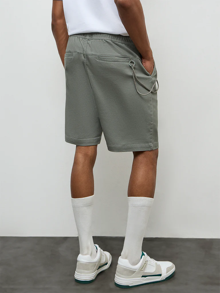Nuon Olive Relaxed-Fit Mid-Rise Shorts - Image 5