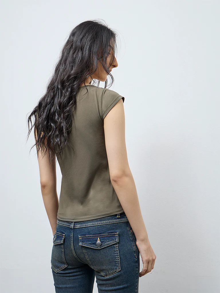 Nuon Olive Solid Top - Image 4