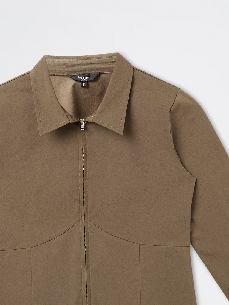 Nuon Olive Zip-Front Shirt - Image 6