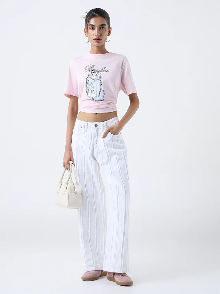 Nuon Pink Animal Printed Cotton T-Shirt - Image 2