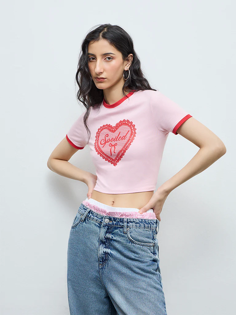 Nuon Pink Printed Cotton-Blend T-Shirt - Image 2