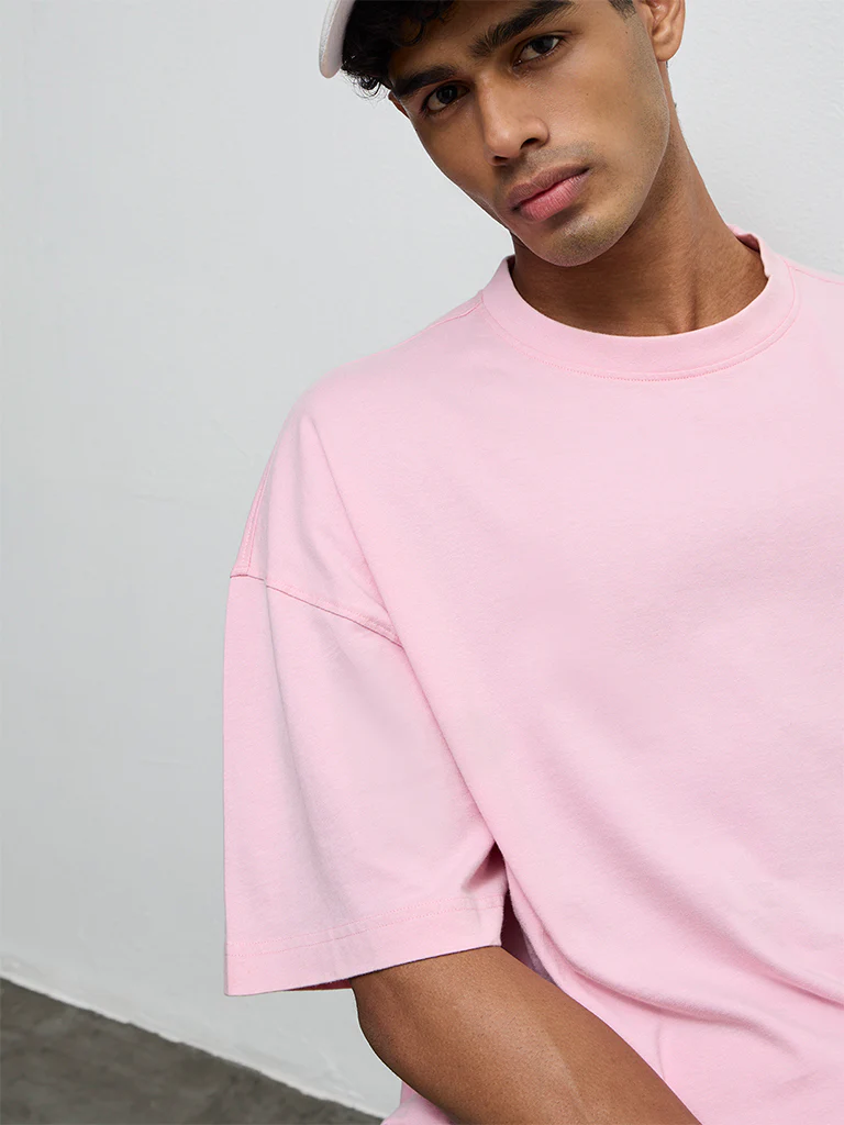 Nuon Pink Relaxed-Fit Cotton T-Shirt - Image 3