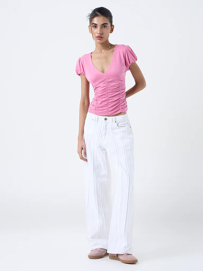 Nuon Pink Ruched Top - Image 2