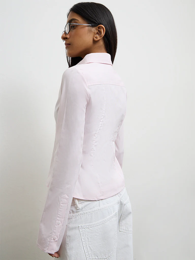 Nuon Pink Solid Shirt - Image 4