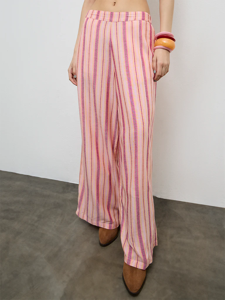 Nuon Pink Striped High-Rise Trousers - Image 2