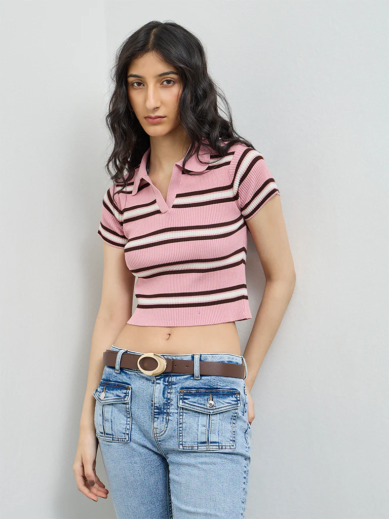 Nuon Pink Striped T-Shirt