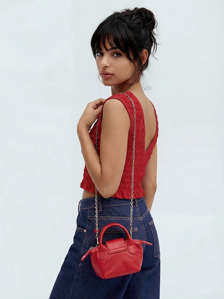 Nuon Red Contour Smocked Top - Image 4