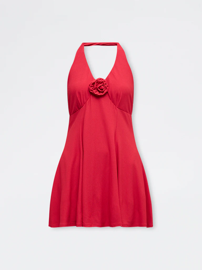 Nuon Red Floral Applique A-Line Dress - Image 5