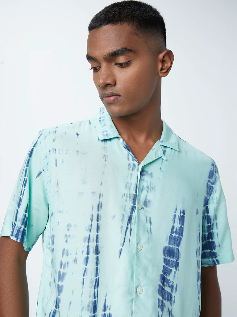 Nuon Sea Green Tie-Dye Relaxed-Fit Shirt - Image 2