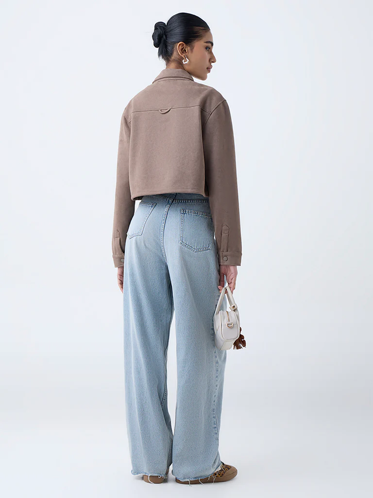 Nuon Taupe Faux-Suede Jacket - Image 4