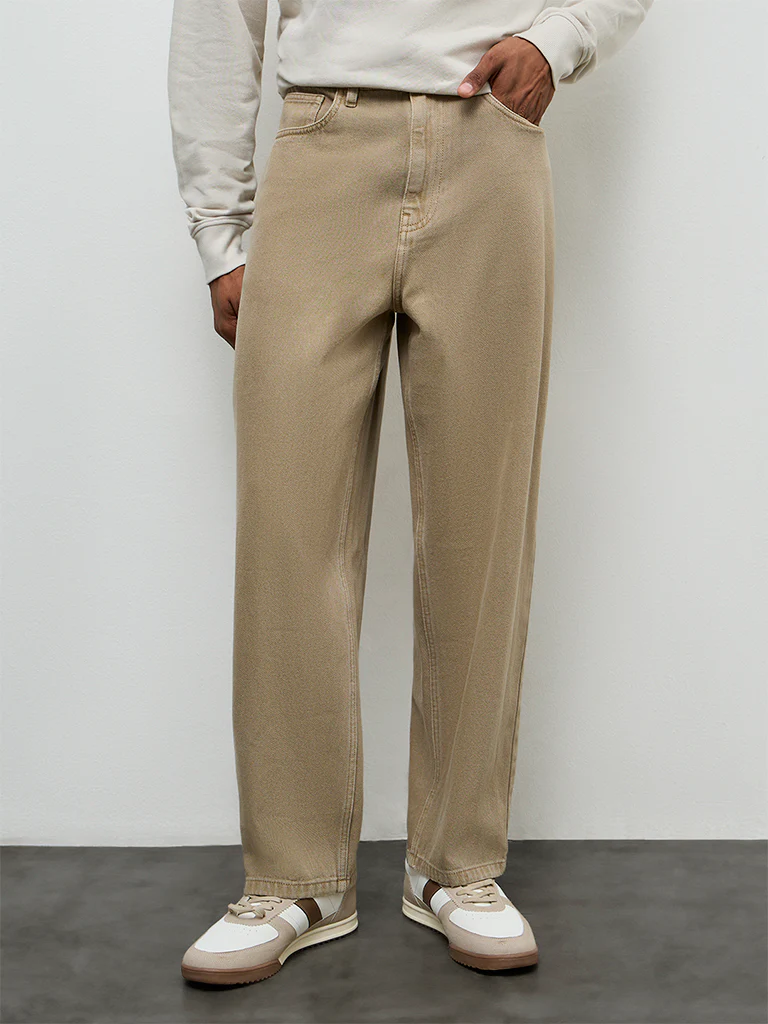 Nuon Taupe Solid Relaxed-Fit Mid-Rise Jeans - Image 2