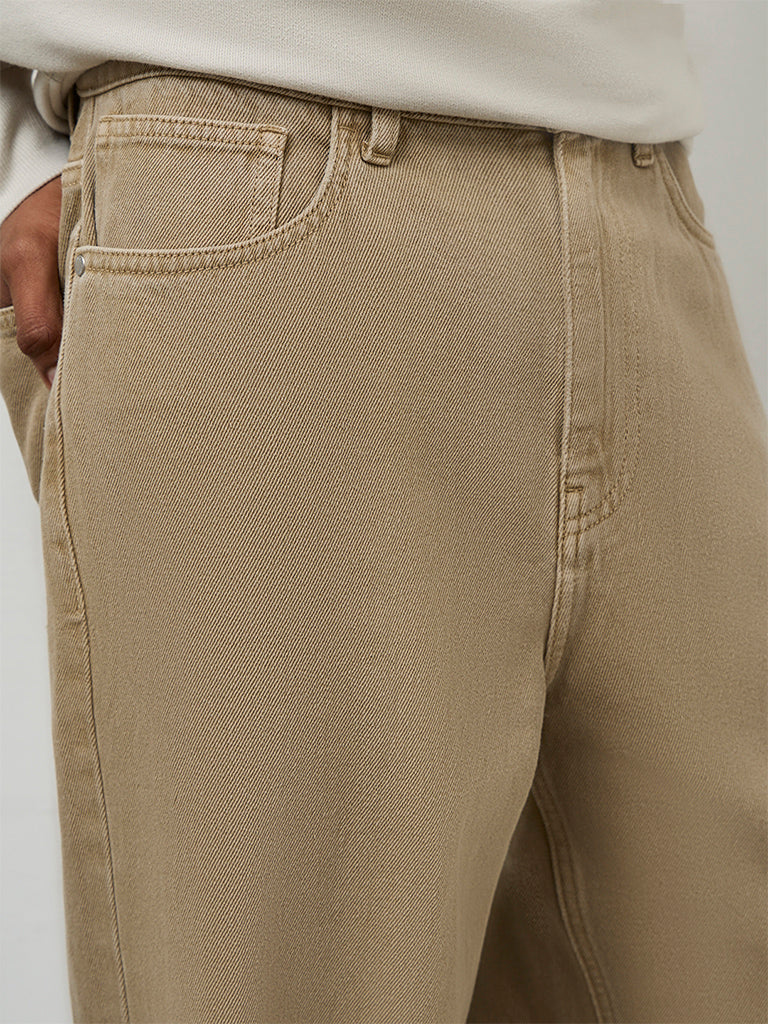 Nuon Taupe Solid Relaxed-Fit Mid-Rise Jeans - Image 3