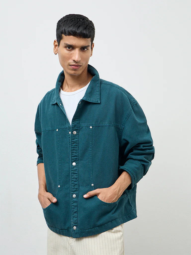 Nuon Teal Relaxed-Fit Denim Jacket - Image 2