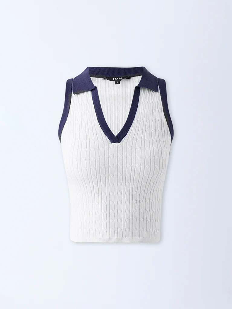 Nuon White Cable-Knitted Top - Image 5