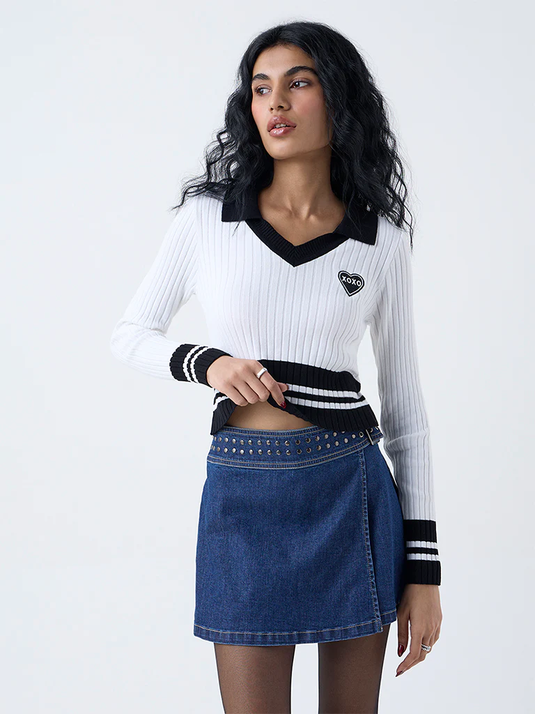 Nuon White Colour Block Top - Image 2