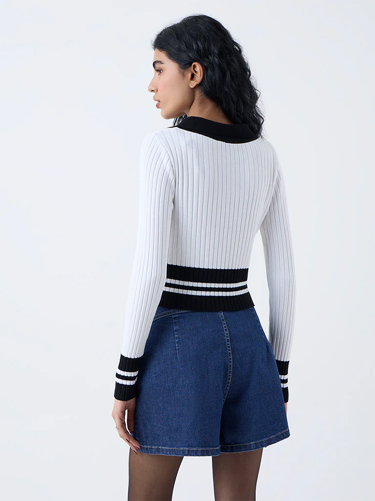 Nuon White Colour Block Top - Image 4