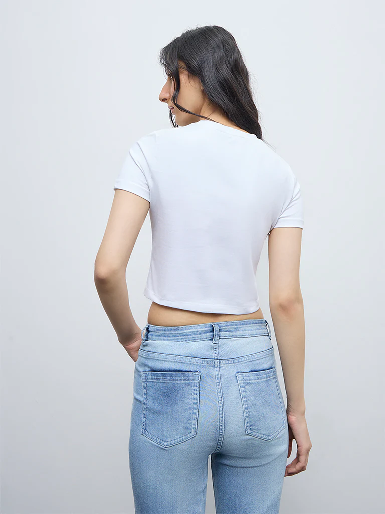 Nuon White Cotton-Blend T-Shirt - Image 4