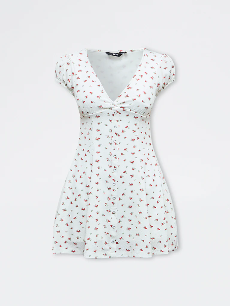Nuon White Floral A-Line Dress - Image 5