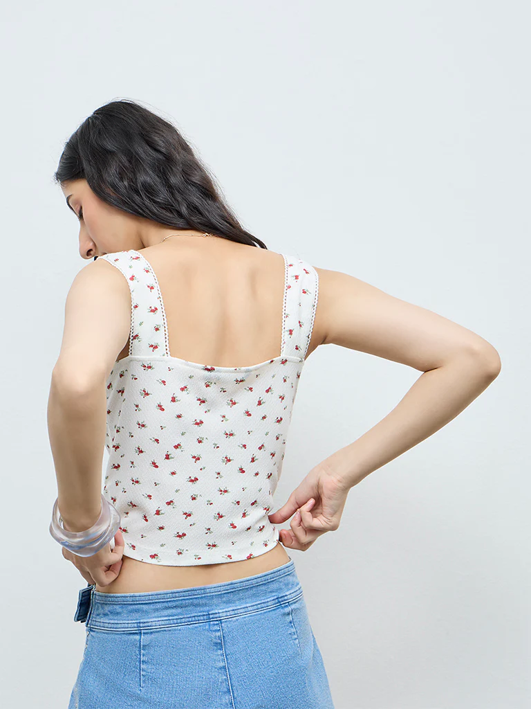 Nuon White Floral Printed Top - Image 4