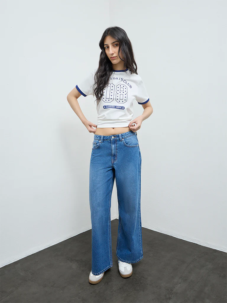 Nuon White Graphic Printed Cotton T-Shirt - Image 2