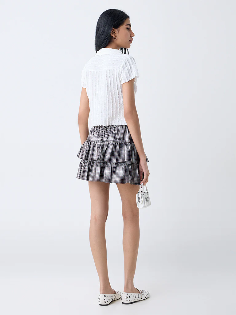 Nuon White Knit-Textured Shirt - Image 4