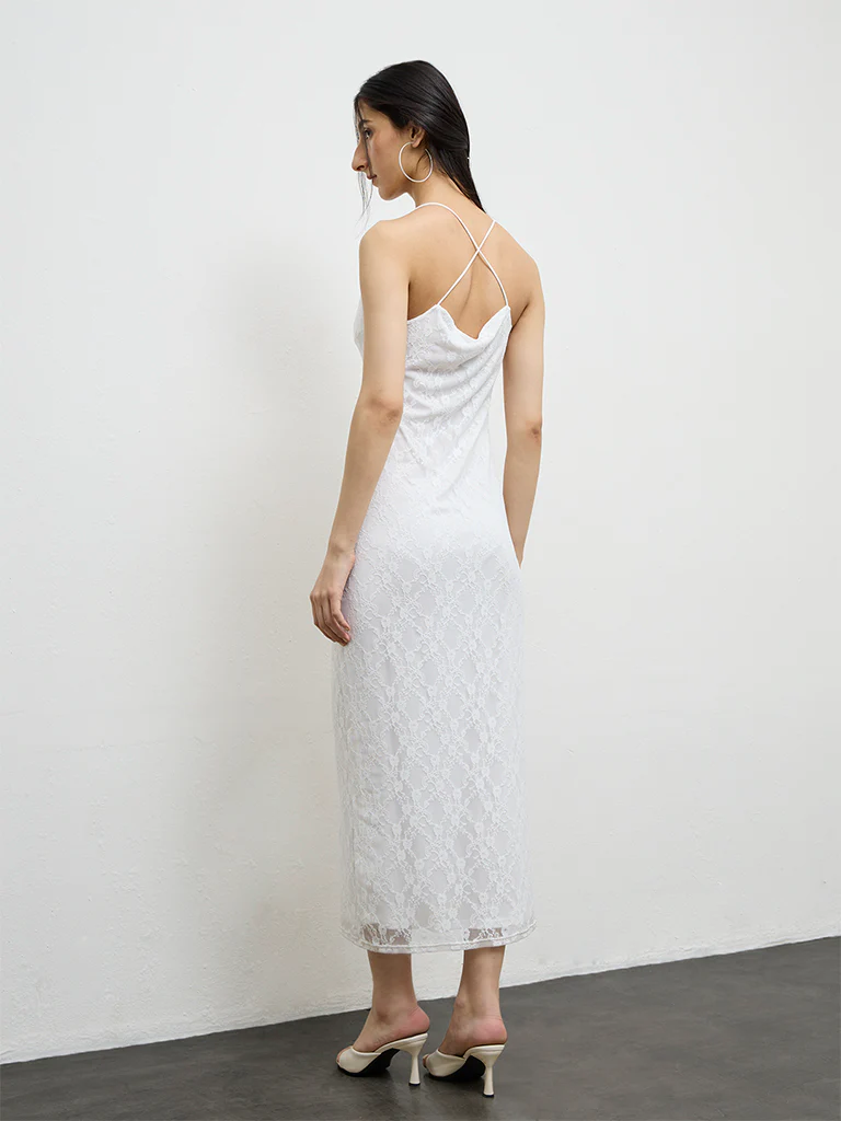 Nuon White Lace Design Straight Dress - Image 4
