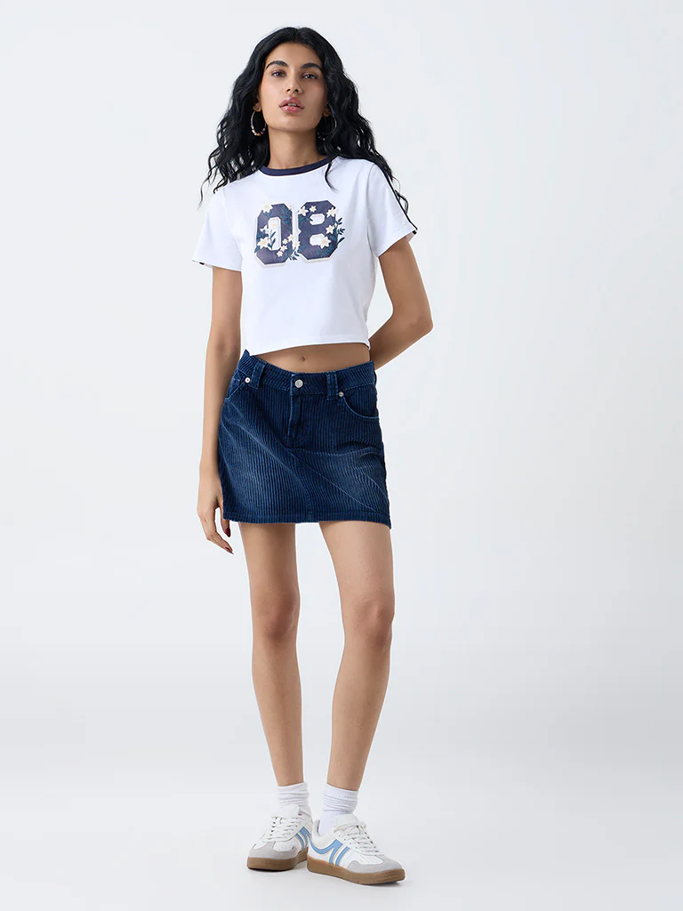 Nuon White Numerical Printed T-Shirt - Image 2