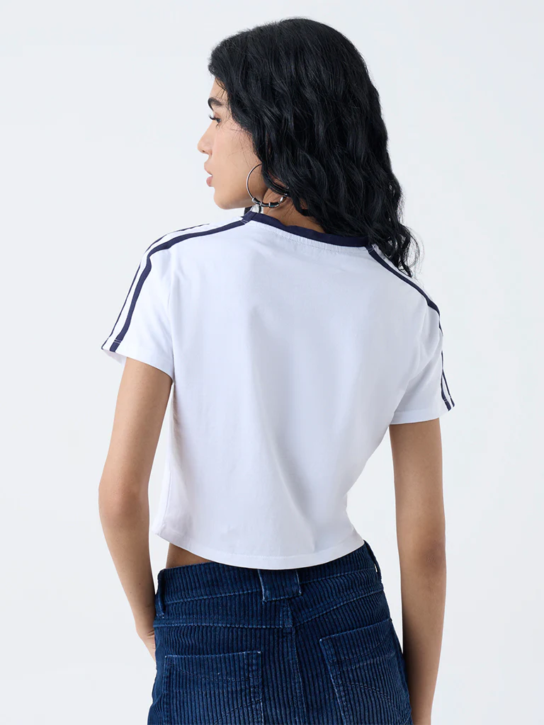 Nuon White Numerical Printed T-Shirt - Image 4