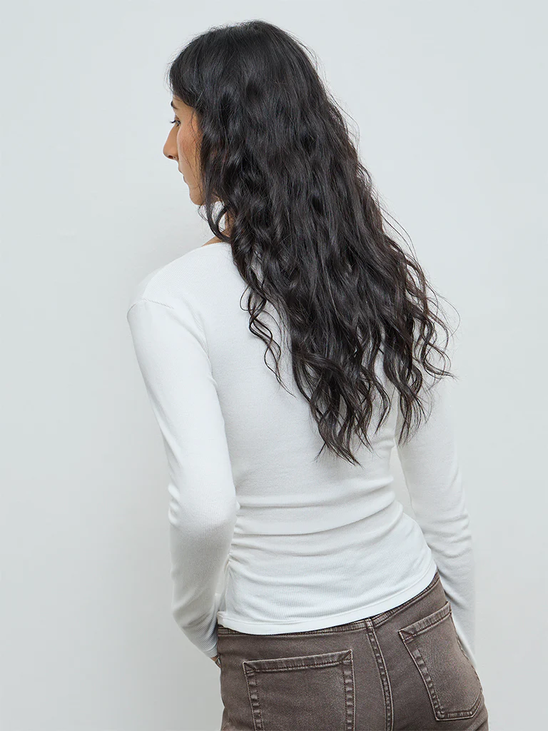 Nuon White Printed Cotton-Blend T-Shirt - Image 4