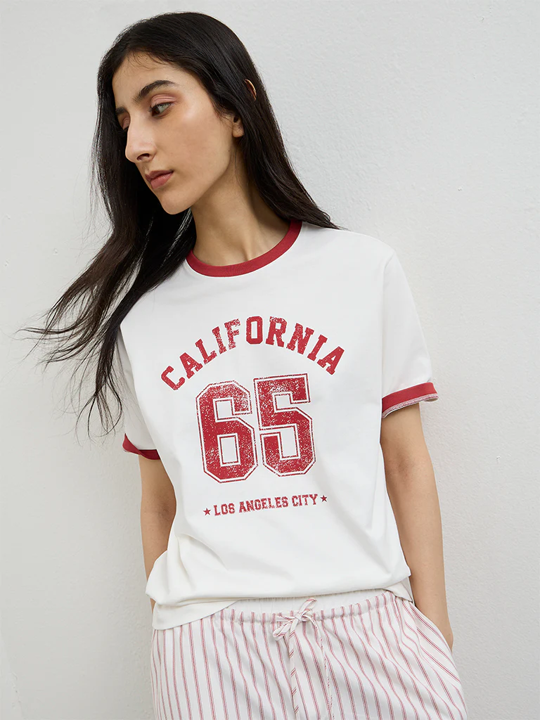 Nuon White Printed Cotton T-Shirt - Image 3
