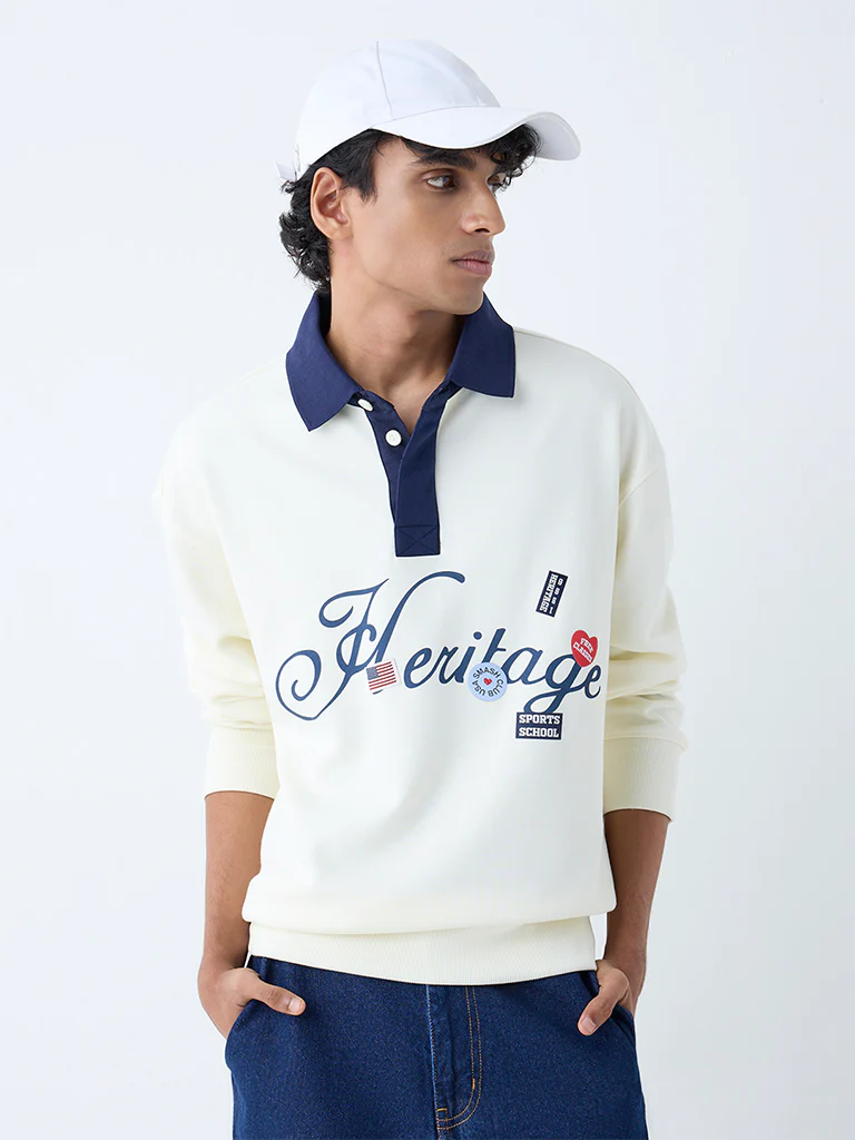 Nuon White Relaxed-Fit Cotton-Blend Polo T-Shirt