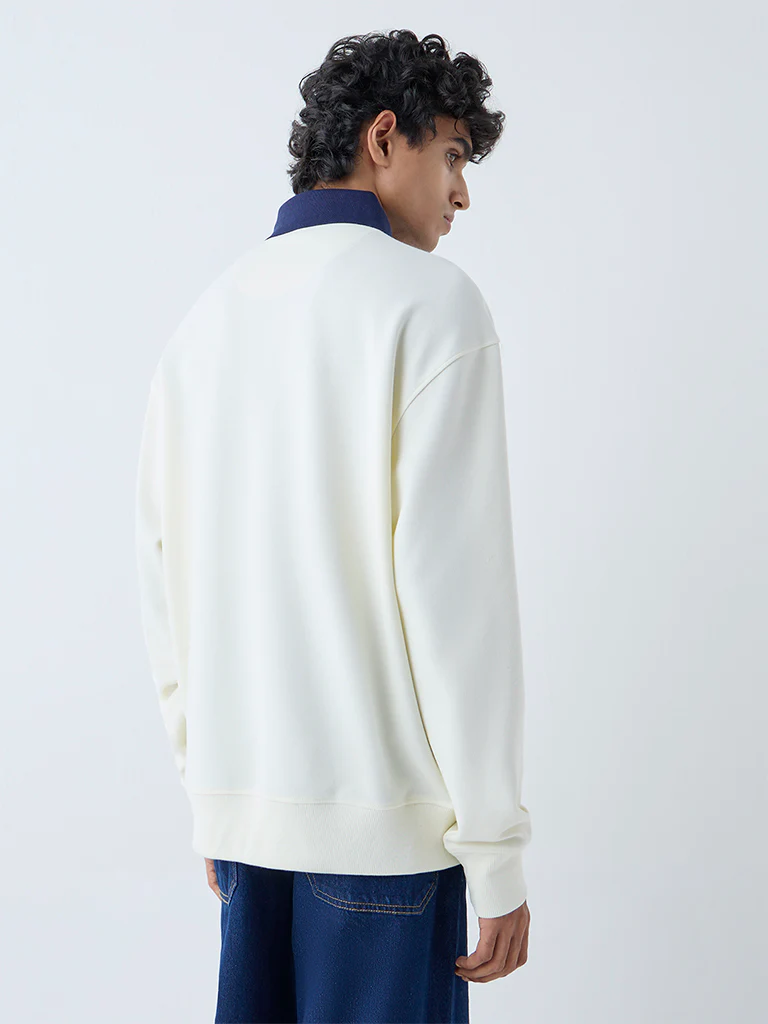 Nuon White Relaxed-Fit Cotton-Blend Polo T-Shirt - Image 4