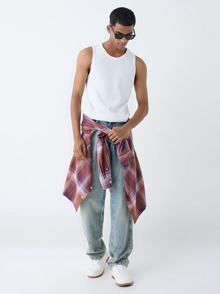 Nuon White Ribbed Cotton-Blend Slim-Fit T-Shirt - Image 3