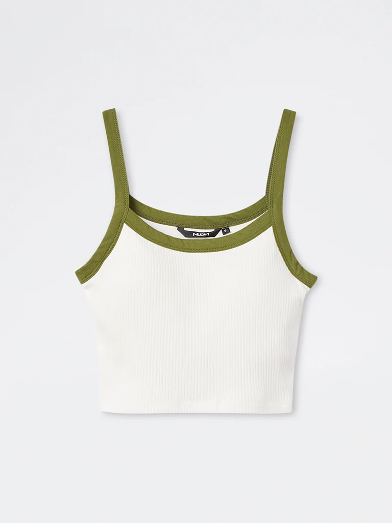 Nuon White Ribbed-Textured Cotton Top - Image 5