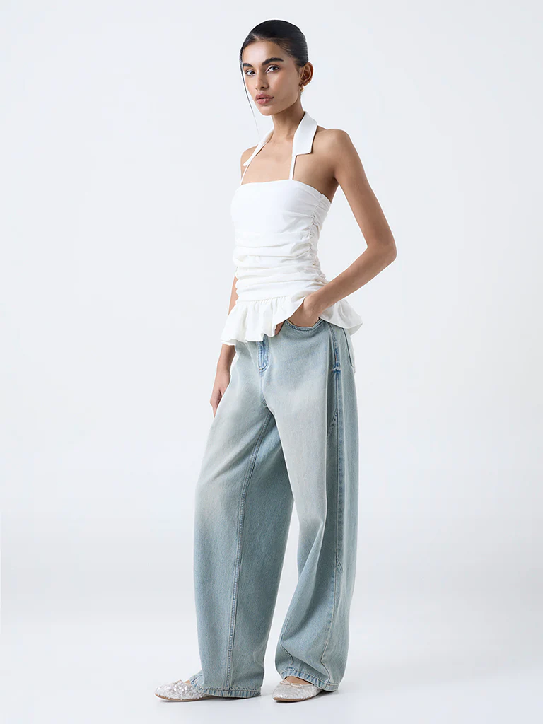 Nuon White Ruched Top - Image 2