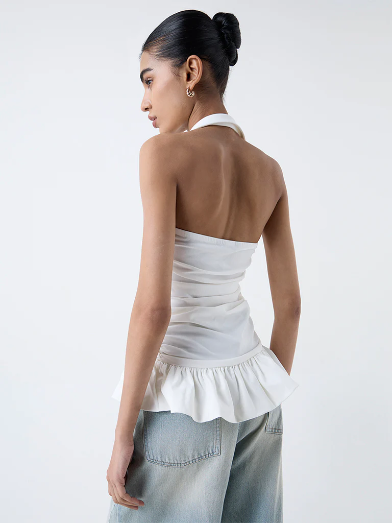 Nuon White Ruched Top - Image 4