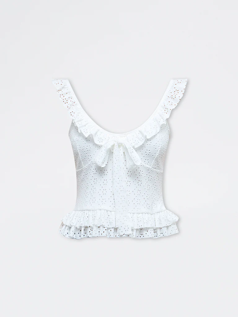 Nuon White Schiffli Embroidered Top - Image 5