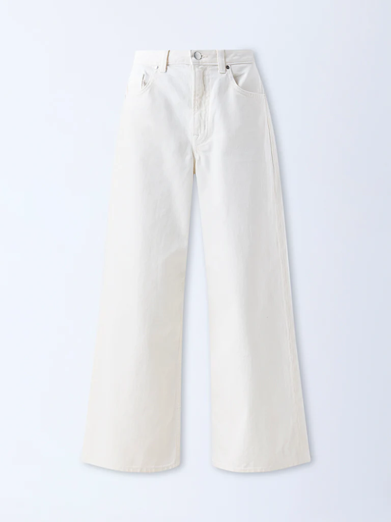 Nuon White Solid High-Rise Flared Jeans - Image 5
